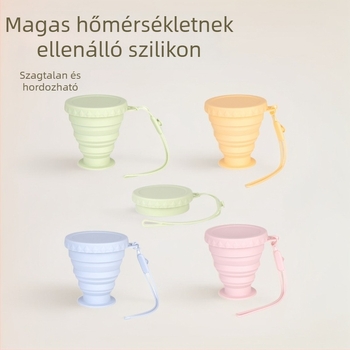 Silikon összecsukható pohár utazáshoz és kempingezéshez, hordozható víz- és kávés pohár, élelmiszer-minőségű
