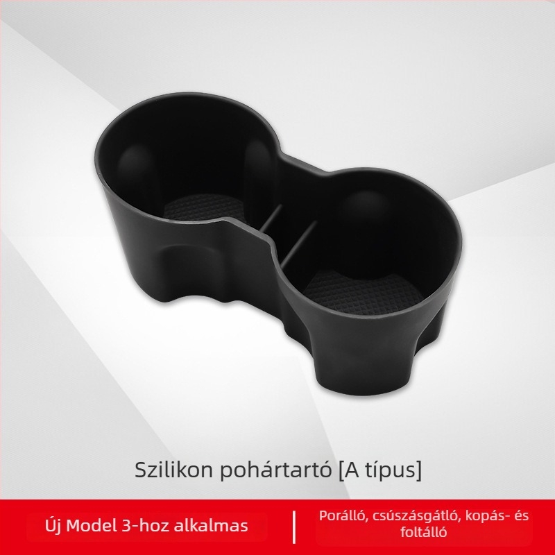 Tesla Model 3 középkonzolos poháralátét TPE anyagból, pohárkorlátozó és italok tároló doboz