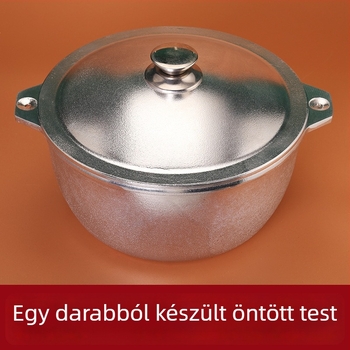 Öntött alumínium fazék, nagy kapacitású, tapadásmentes bevonattal, leveses fazék alumínium fedéllel