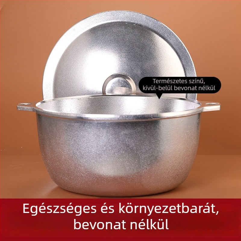 Öntött alumínium fazék, nagy kapacitású, tapadásmentes bevonattal, leveses fazék alumínium fedéllel