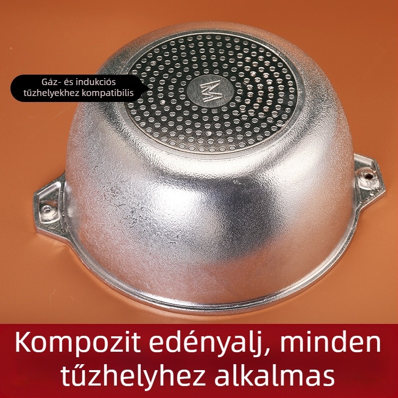 Öntött alumínium fazék, nagy kapacitású, tapadásmentes bevonattal, leveses fazék alumínium fedéllel