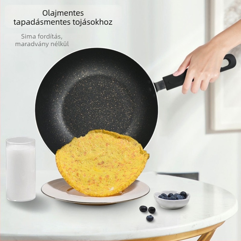 Maifan kőszínű alumínium tapadásmentes serpenyő háztartási használatra, lapos aljzattal, vastagított és mély kialakítású, nagy kapacitás