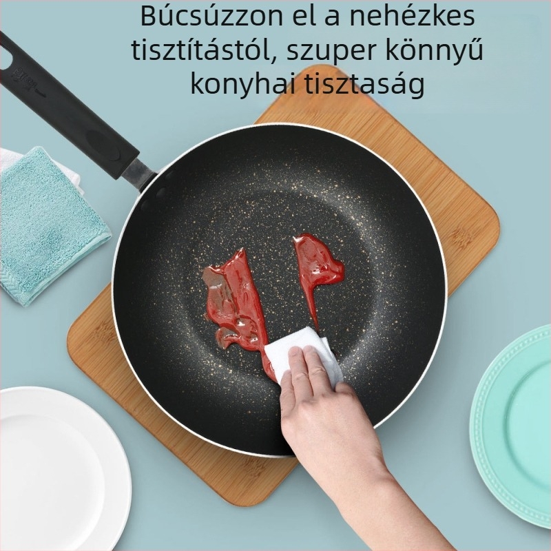 Maifan kőszínű alumínium tapadásmentes serpenyő háztartási használatra, lapos aljzattal, vastagított és mély kialakítású, nagy kapacitás