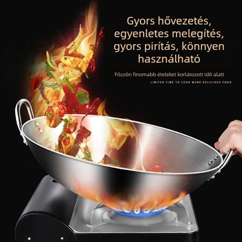 410 rozsdamentes acélból készült wok indukciós főzőlaphoz, nagy kapacitású, rozsdamentes, háztartási használatra