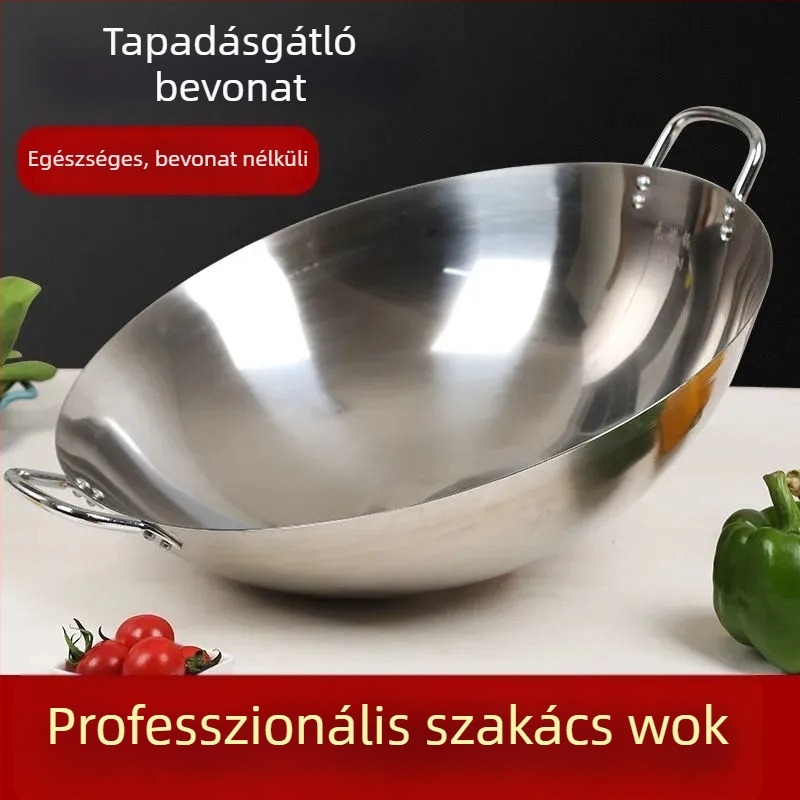 410 rozsdamentes acélból készült wok indukciós főzőlaphoz, nagy kapacitású, rozsdamentes, háztartási használatra