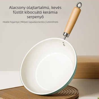 Kék kerámia tapadásmentes serpenyő, sík aljzattal, háztartási használatra, minden tűzhelyhez
