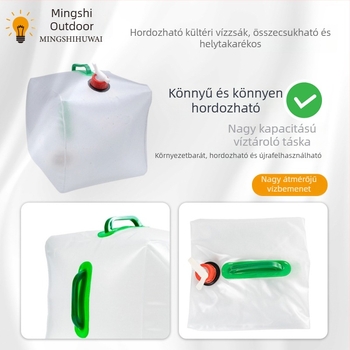 Kültéri nagy kapacitású hordozható víztartály – műanyag vödör 20 L, összecsukható víztáska