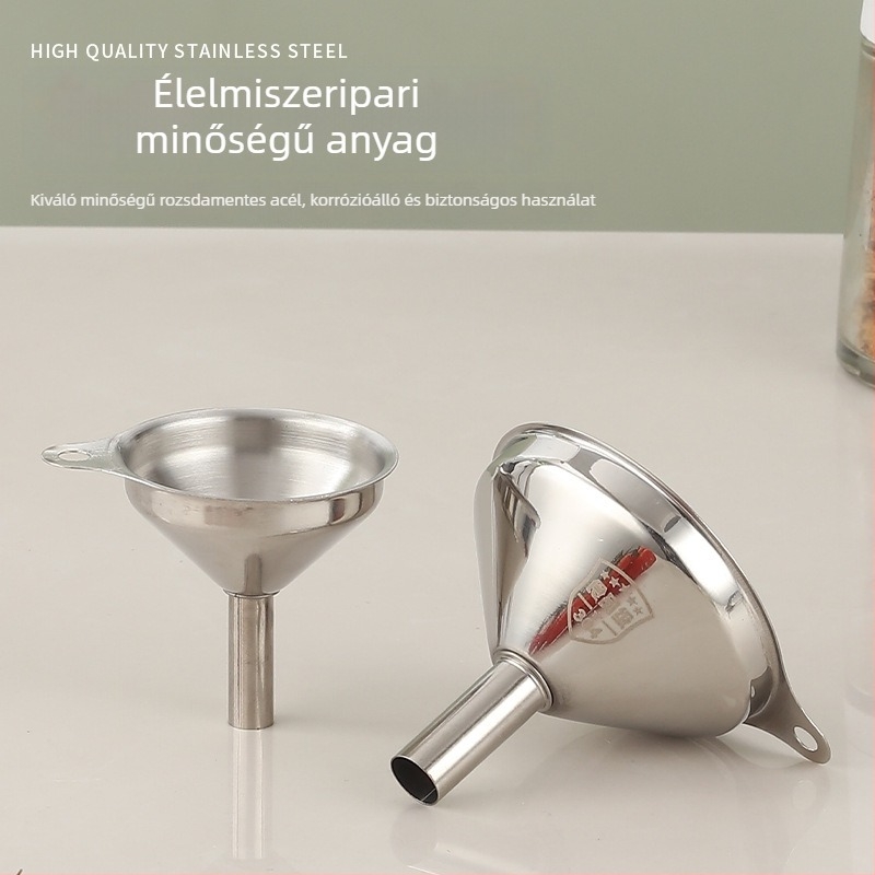 Mini tölcsér 304-es rozsdamentes acélból, kis átmérőjű, konyhai használatra, folyadékok – olaj és bor adagolására