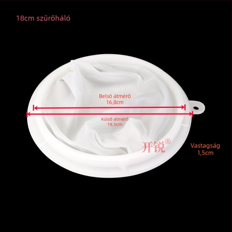 18 cm-es rozsdamentes acél tölcsér PP szűrővel – nagy kapacitású szűrő tejhez, olajhoz, likőrhöz és borhoz
