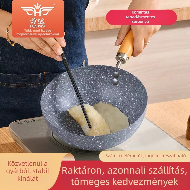 Tapadásmentes mini wok és tejfőző edény kőmintás felülettel, egy személyre