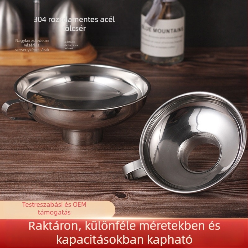 304 rozsdamentes acél, széles nyílású, kis méretű konyhai tölcsér, élelmiszer-tölcsér, lekvár-tölcsér, olaj-tölcsér, savanyúság-tölcsér