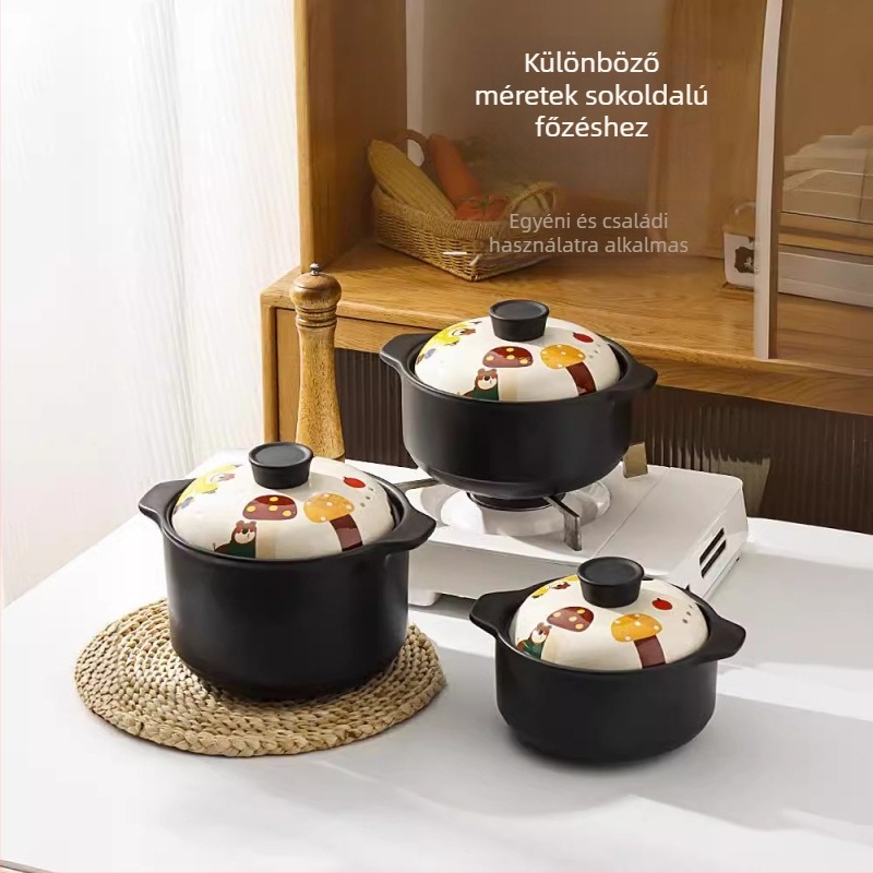 Japán stílusú kerámia edény otthoni használatra, hőálló, gáztűzhelyhez, rizsre és levesre alkalmas agyagedény, kis méretű, aranyos