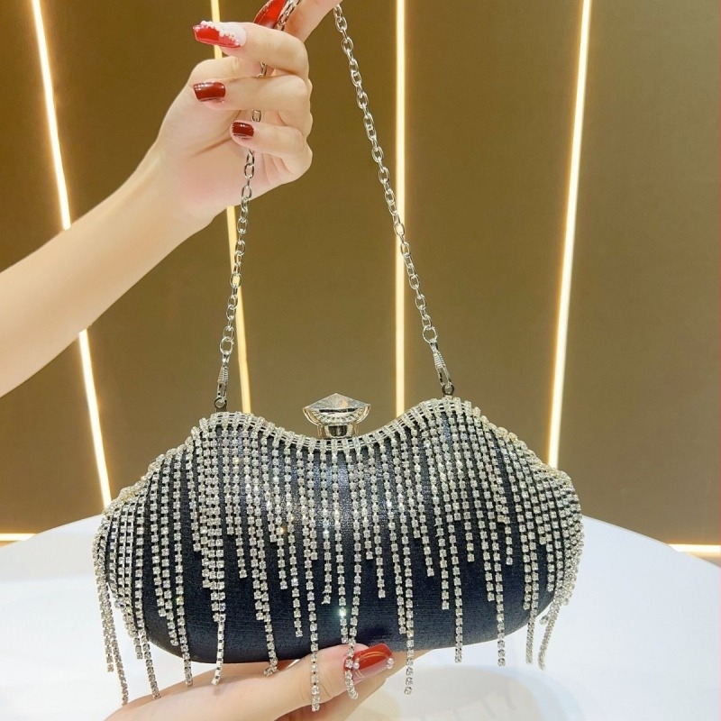 Női gyémántokkal díszített estélyi kézitáska, kristályos mini clutch
