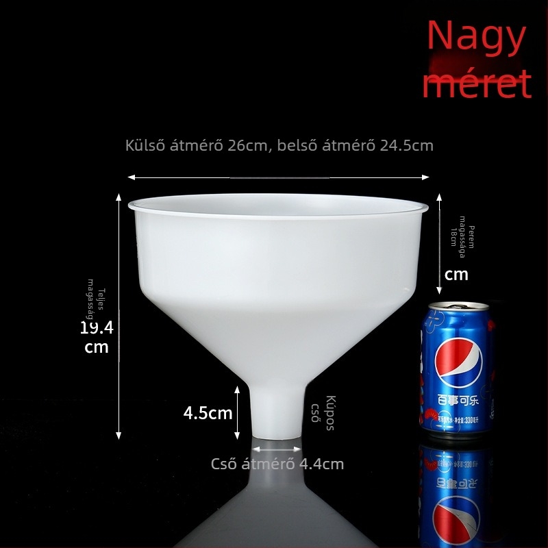 Fehér műanyag tölcsér, Extra Large, vastagított, nagy átmérőjű, ipari minőségű