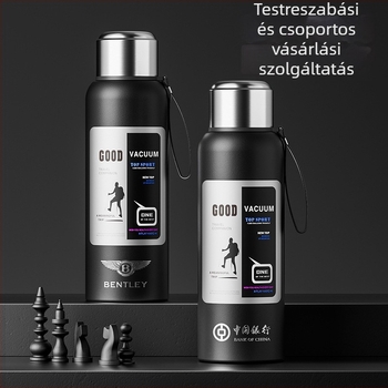 Férfi kültéri termosz, 1500 ml-es kapacitással, belső 316-os rozsdamentes acél, teázó rekesz, vákuum szigetelés, autóhoz, személyre szabható ajándék