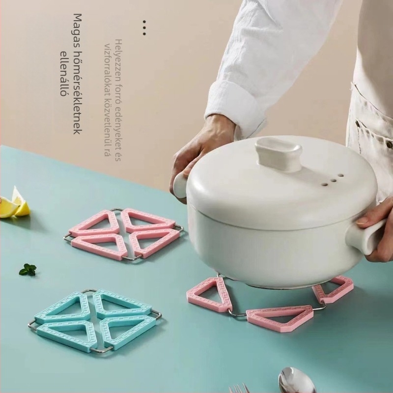 Összecsukható szilikon placemat a konyhához, hőszigetelő alátét tányérok és edények számára