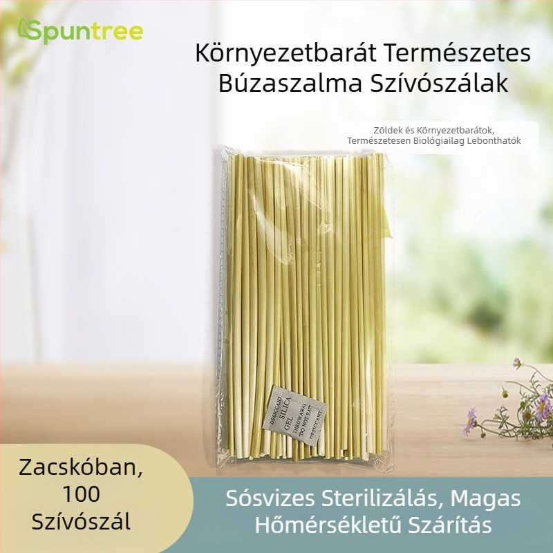 Dobozos konyhai kellékek készlet, biológiailag lebomló búzaszalmából készült szívószálakkal