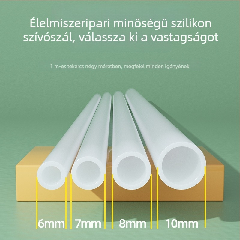 Élelmiszer-minőségű szilikon szívószálak, több méret, rugalmas, egyenként csomagolva, átlátszó cső italokhoz és cumisüveghez