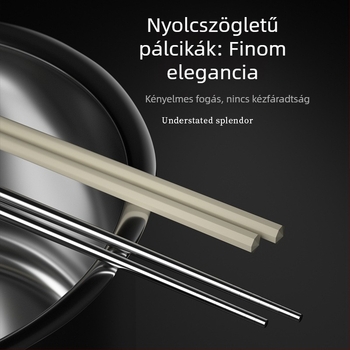 Újszerű égés elleni, csúszásmentes evőpálcikák 304-es rozsdamentes acélból, ötvözetnyél, moduláris kapcsolódási dizájn, hosszított hosszúság tészta és forró edényekhez