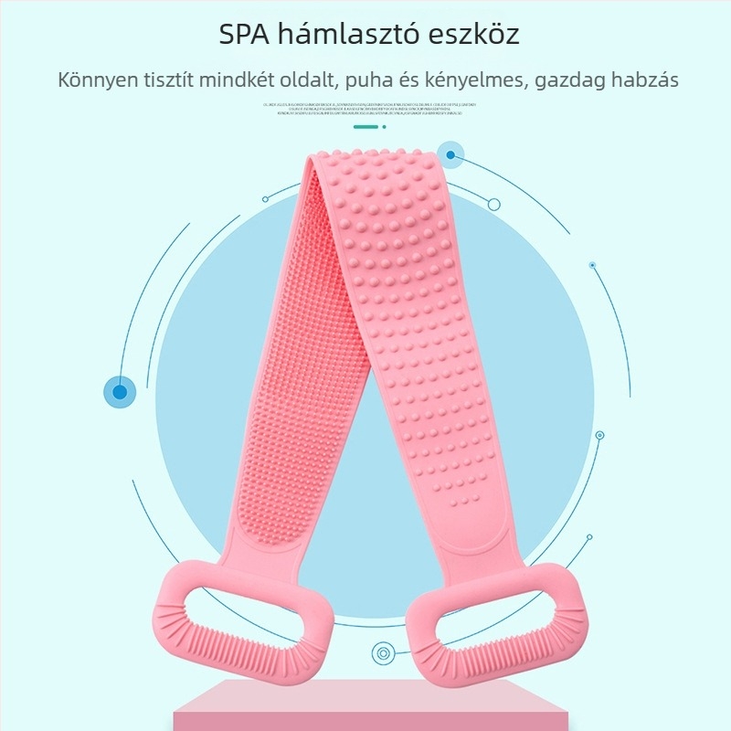 90 cm szilikon fürdőszobai törölköző, hosszabbított kétoldalú hátsó pánttal és masszázs kefével