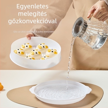 Mikrohullámú sütőhöz tervezett gőzölő kosár, élelmiszerbiztonságos fedél, gőzölő doboz zsemle és ételek melegítéséhez, melegítő fedél