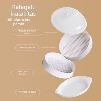 Mikrohullámú sütőhöz tervezett gőzölő kosár, élelmiszerbiztonságos fedél, gőzölő doboz zsemle és ételek melegítéséhez, melegítő fedél