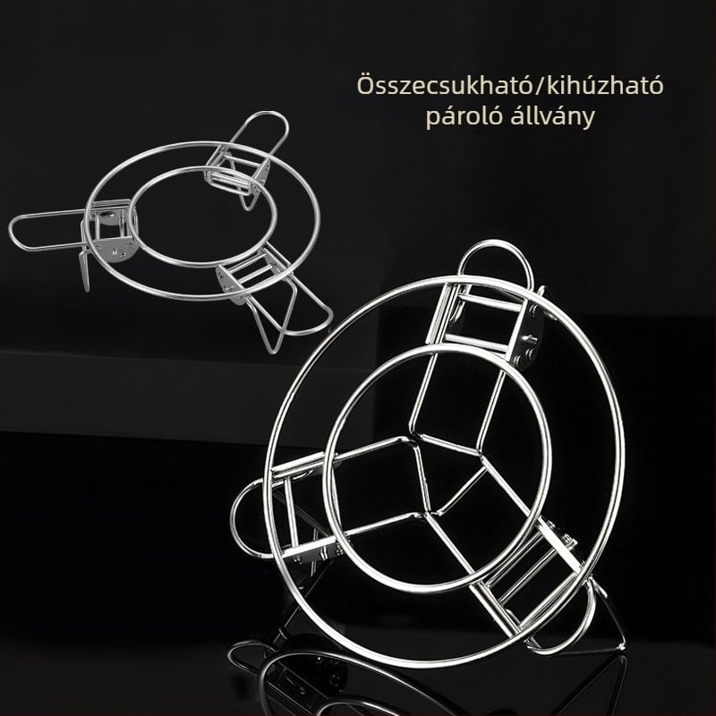 304 rozsdamentes acél gőzölő rács, összecsukható és teleszkópos, víz- és hőszigetelő párna, univerzális tartó, több méretben, többfunkciós otthoni használatra