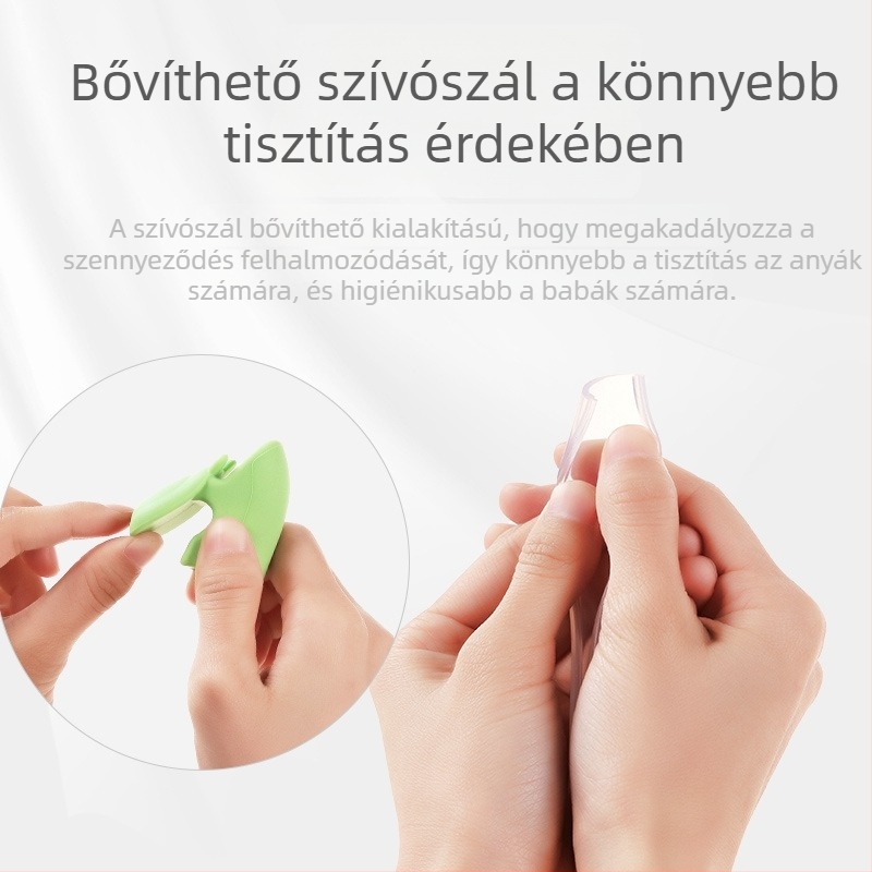 Csecsemőknek szilikon szívócső csattal, újrafelhasználható, zabkása és leves etetéséhez