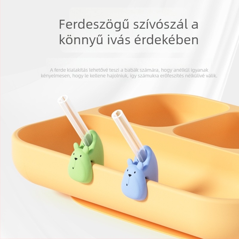 Csecsemőknek szilikon szívócső csattal, újrafelhasználható, zabkása és leves etetéséhez