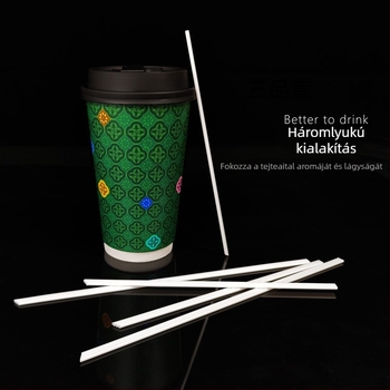 Egyszer használatos PLA háromrétegű, hegyes szívószál buborék tea, kávé és tejes tea számára, biológiailag lebomló