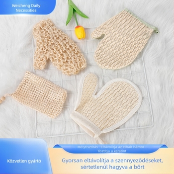 Lenvászon fürdőkesztyűk készlet fürdőgolyóval, hámlasztó törölköző és agyagos szappan