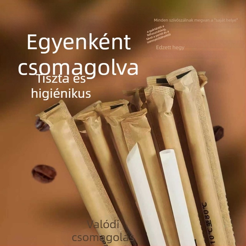 Biodegradálható egyszer használatos szívószálak, vastagított, egyenes csövek, gyöngyös teához és kávéhoz