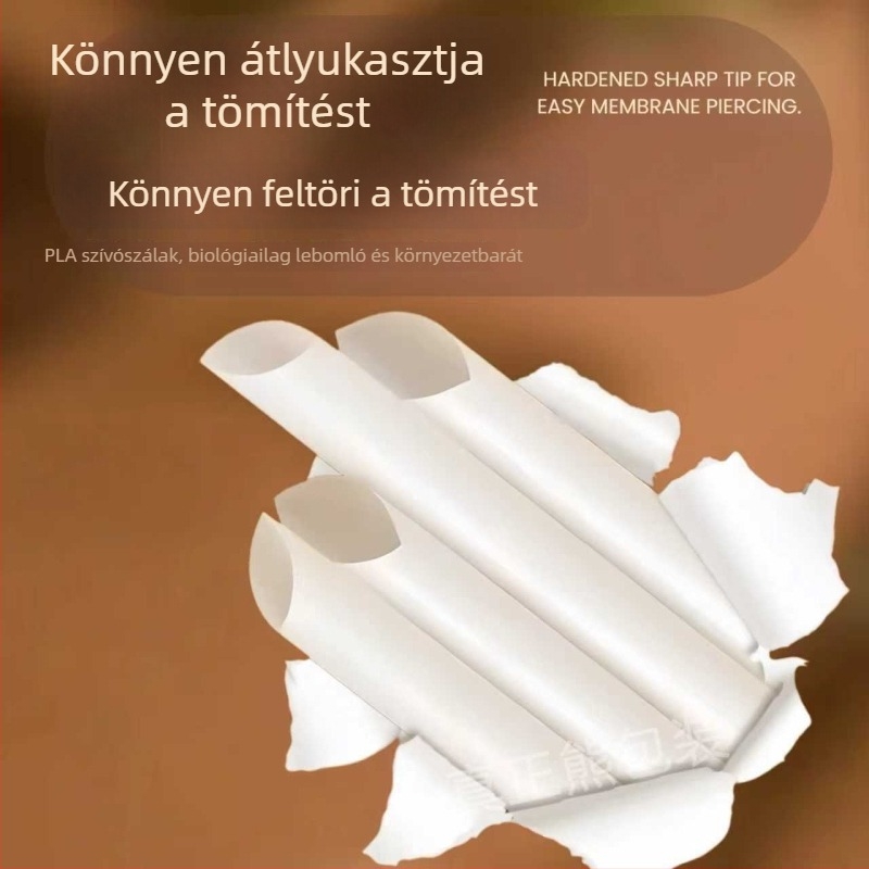 Biodegradálható egyszer használatos szívószálak, vastagított, egyenes csövek, gyöngyös teához és kávéhoz