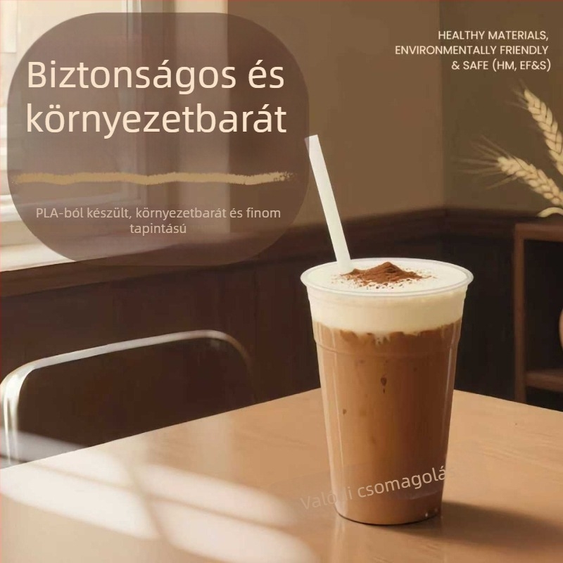 Biodegradálható egyszer használatos szívószálak, vastagított, egyenes csövek, gyöngyös teához és kávéhoz