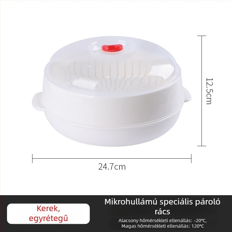 Többszintű mikrohullámú gőzölő — kerek műanyag edény zsemle és gombócok számára