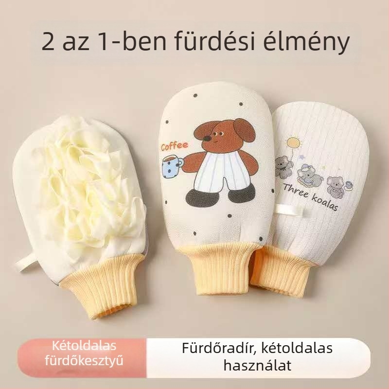 2 az 1-ben fürdőlepedő és fürdőszivacs nőknek és gyerekeknek, dupla oldalú testápoló törölköző, otthoni használatra