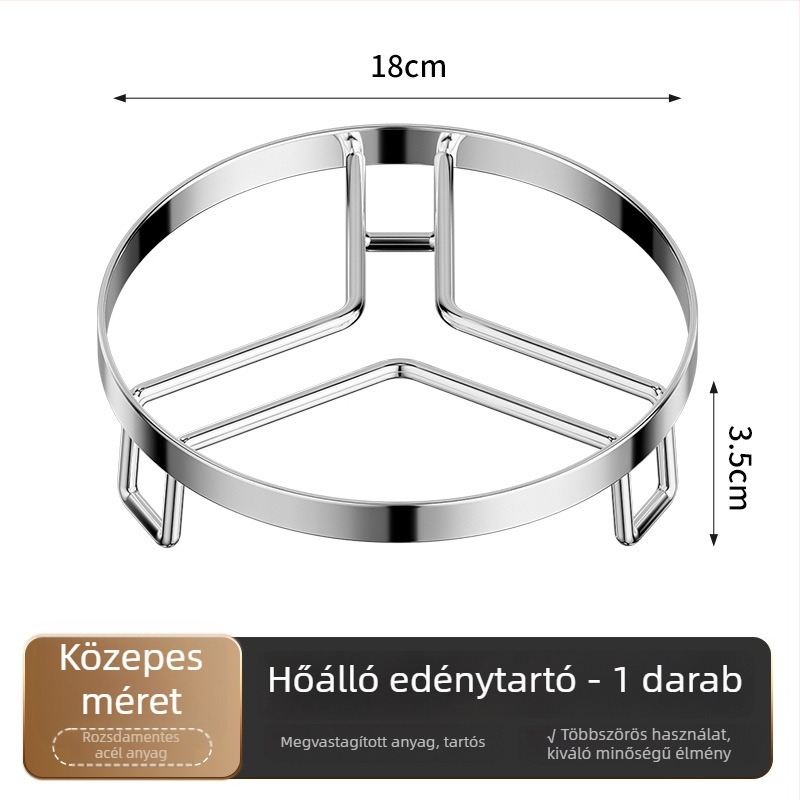 Rozsdamentes acélból készült hőszigetelt fazék tartó, háromszög alakú tervezés, gőzölő rács wokhoz