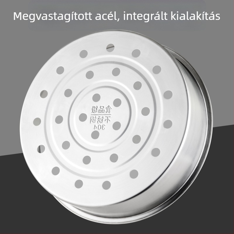 304 rozsdamentes acélból készült gőzölő rizsfőző, gőztálca és vastag vízválasztó réteg, kapacitás 3L/4L/5L, gömbölyű belső edény