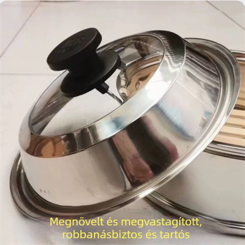 304 rozsdamentes acél fazékfedő temperált üveggel, univerzális főzéshez, magas hőmérséklet-tűrés és robbanásbiztos