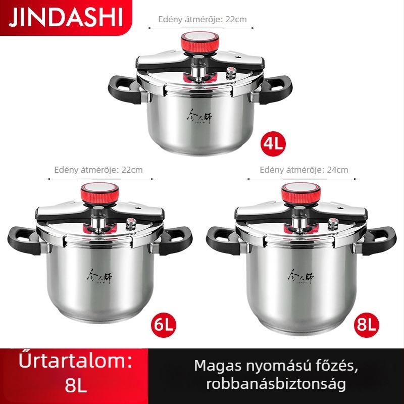 Robbanásbiztos univerzális nyomásos fazék 304 rozsdamentes acélból, 4L/6L/8L, nagy kapacitású leveses fazék