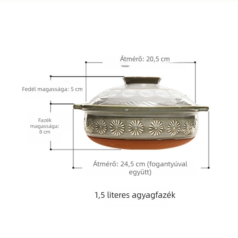 Kerámiás edény levesekhez és pörköltnek, nyílt tűzön használható, magas hőállóságú, rizshez.