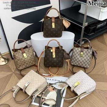 PVC bucket táska, kicsi méretű, crossbody, monogram betűkkel és color-block sállal, városi minimalistát stílus, 2026 tavasz