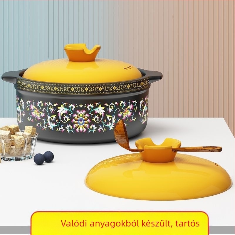 Színes agyaglábas gáztűzhelyhez, kerámiaedény magas hőállósággal, 5 liter vagy nagyobb