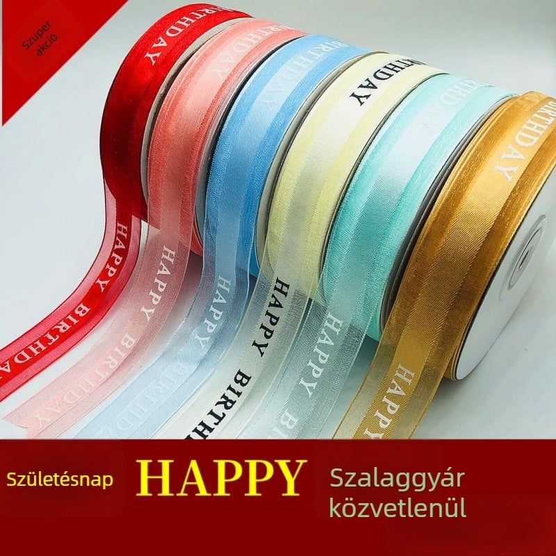 Koreai stílusú születésnapi torta csomagoló szalag, virág- és gyümölcsdíszítéshez ajándékdobozban, hálós textúrájú szalag