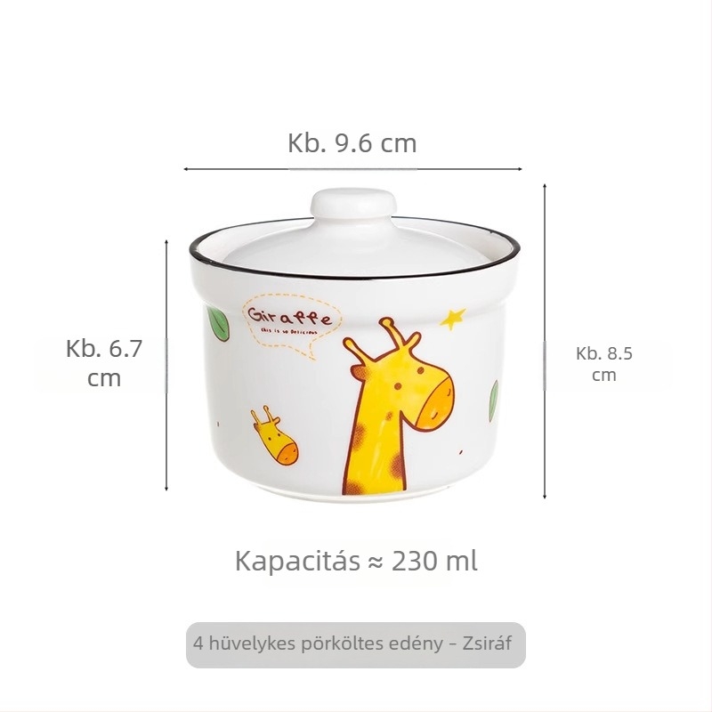Kerámia edény egy személyes adagra, leveshez és pörköltnek, fedővel