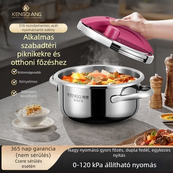 Sonorous mini nyomásfőző 1–2 adaghoz, 316 rozsdamentes acélból, robbanásbiztos, gázfőzéshez