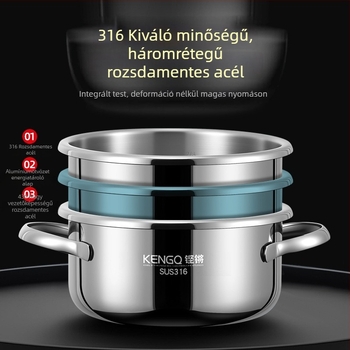 Sonorous mini nyomásfőző 1–2 adaghoz, 316 rozsdamentes acélból, robbanásbiztos, gázfőzéshez