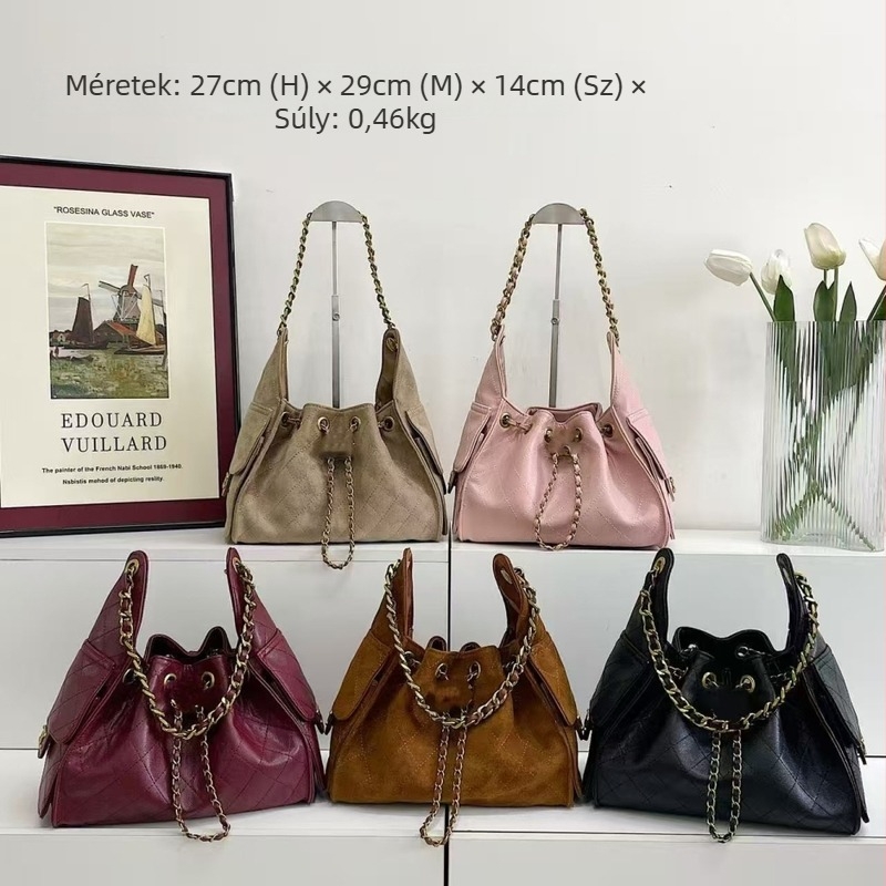 Retro steppelt bucket táska, közepes méretű PU bőrrel, ősz–tél 2025