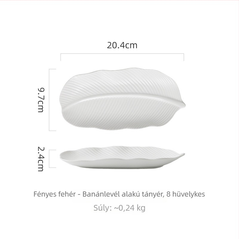 Porcelán levél alakú tál, banánleveles stílus – sushi, dim sum és torták tálalására
