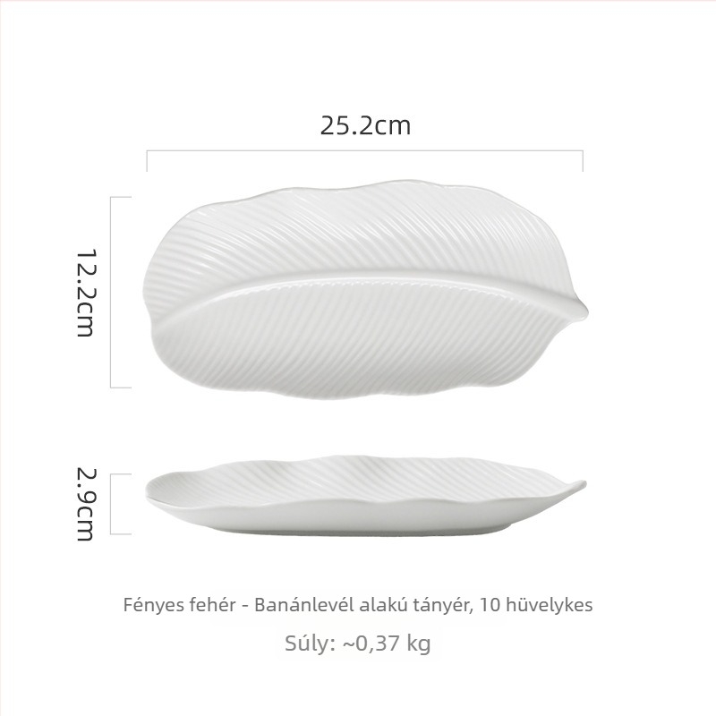 Porcelán levél alakú tál, banánleveles stílus – sushi, dim sum és torták tálalására